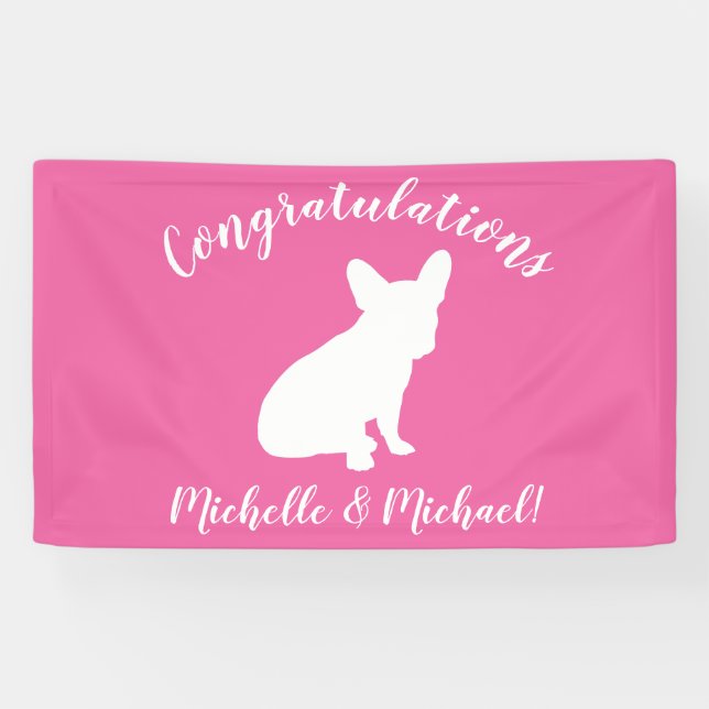 French Bulldog Themenparty - Babydusche pink Banner (Horizontal)