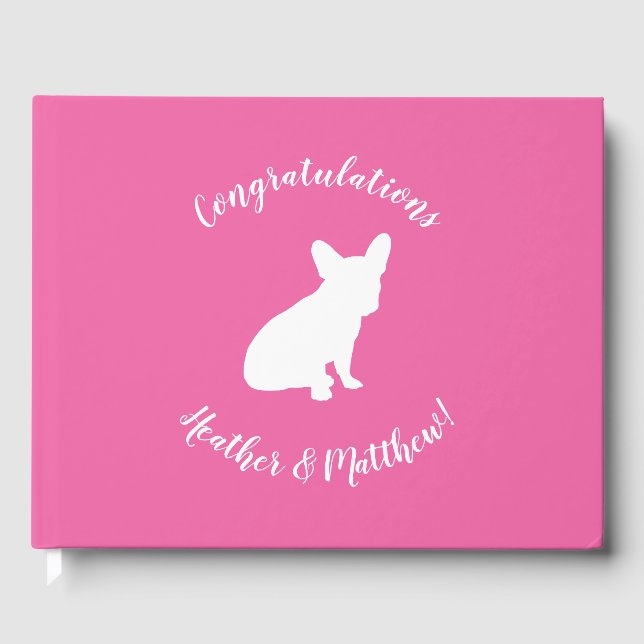 French Bulldog Themenparty - Babydusche pink Gästebuch (Vorderseite)
