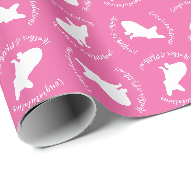 French Bulldog Themenparty - Babydusche pink Geschenkpapier (Rolleneckpunkt)