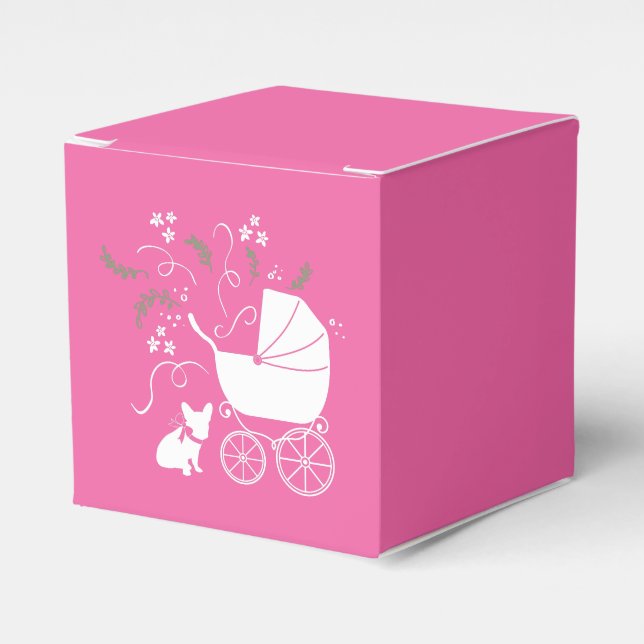 French Bulldog Themenparty - Babydusche pink Geschenkschachtel (Vorderseite)