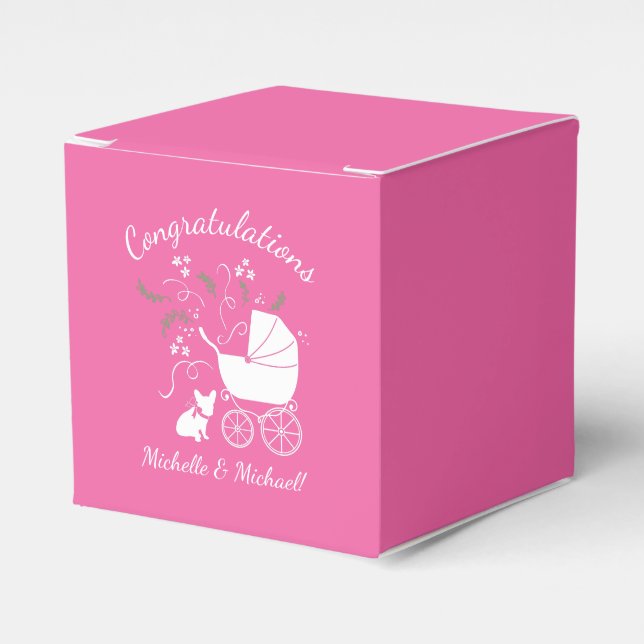 French Bulldog Themenparty - Babydusche pink Geschenkschachtel (Vorderseite)