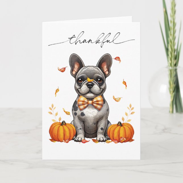 French Bulldog Tolles Herbstlaubs Pumpkins Karte (Vorderseite)