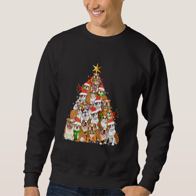 French Bulldog Tree Christmas Sweater Xmas Haustie Sweatshirt (Vorderseite)