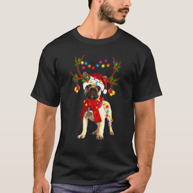 French Bulldog Tree Light Xmas T-Shirt (Vorderseite)