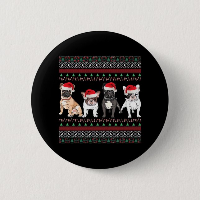 French Bulldog Ugly Christmas Sweater Essential T- Button (Vorderseite)