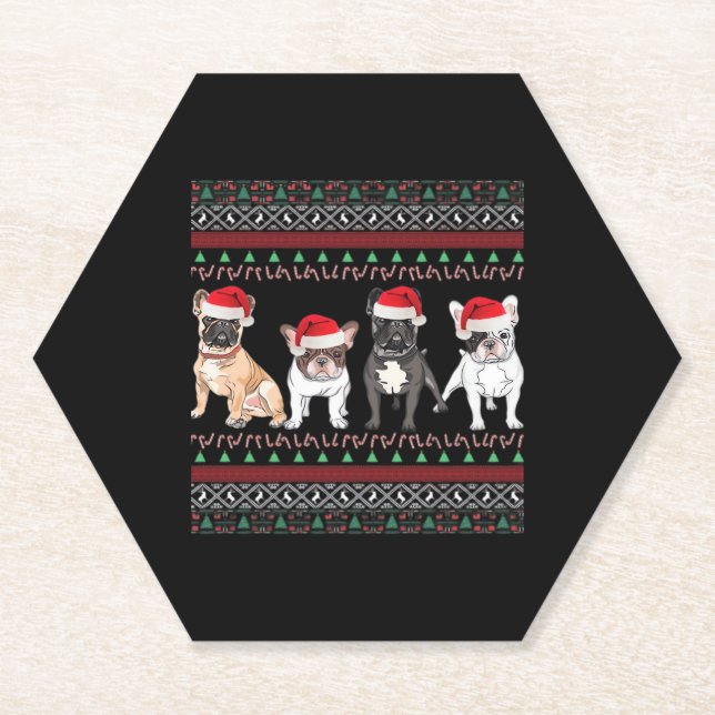 French Bulldog Ugly Christmas Sweater Essential T- Untersetzer (Vorderseite)