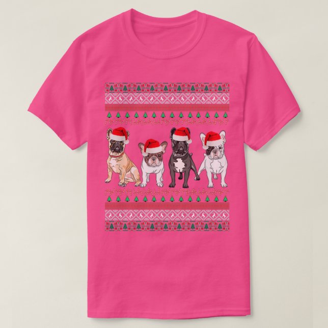 French Bulldog Ugly Christmas Sweater T-Shirt (Design vorne)