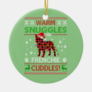 French Bulldog Ugly Christmas Sweater Xmas Pajama Keramik Ornament