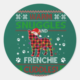 French Bulldog Ugly Christmas Sweater Xmas Pajama Runder Aufkleber