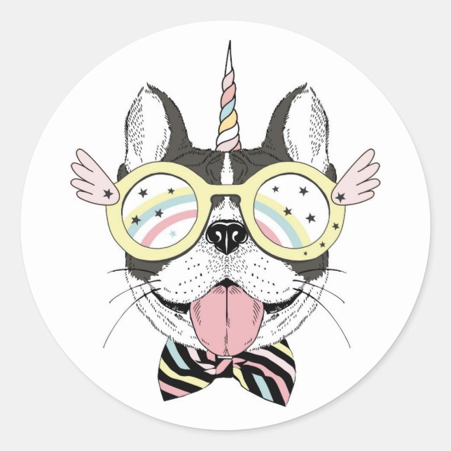 French Bulldog Unicorn Runder Aufkleber (Vorderseite)