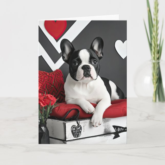 French Bulldog Valentine Card Dankeskarte (Vorderseite)