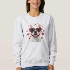French Bulldog Valentine Dog Portrait Illustration Sweatshirt