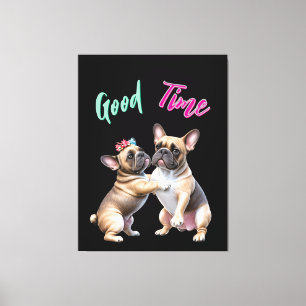 French Bulldog  verliebt Valentinstag  Leinwanddruck