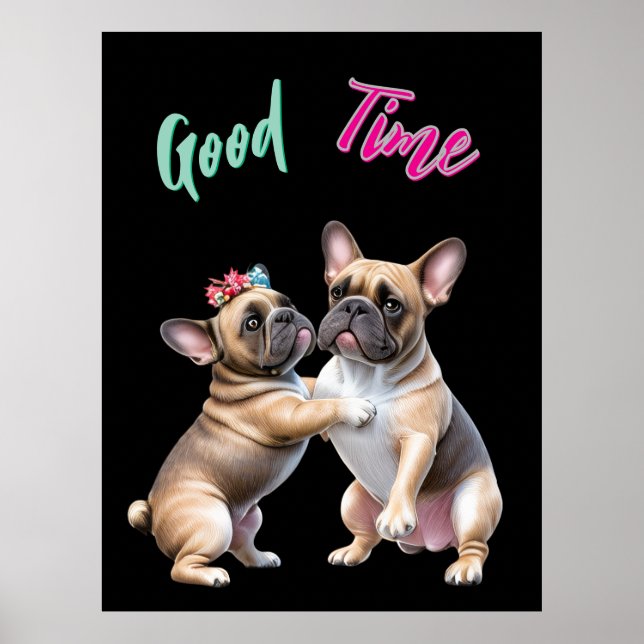 French Bulldog  verliebt Valentinstag  Poster (Vorne)