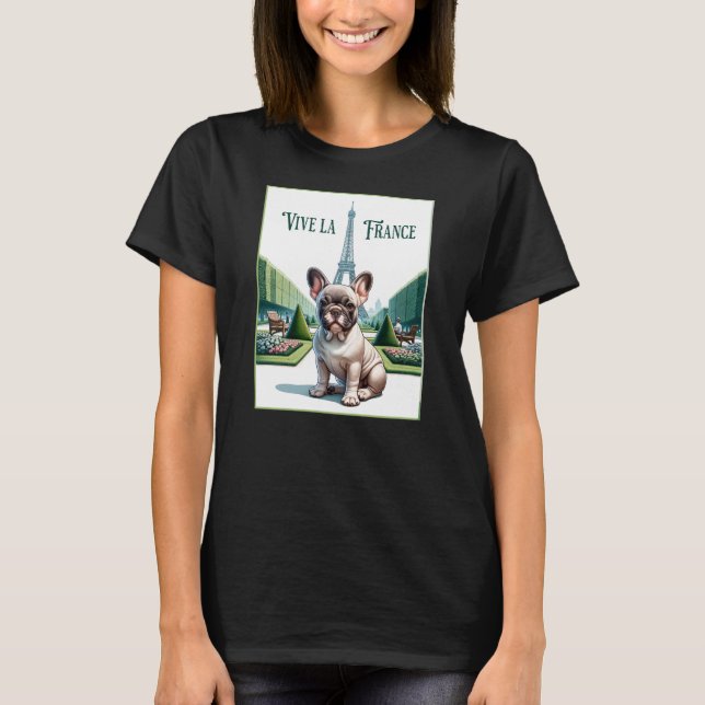 French Bulldog Vive la France T-Shirt (Vorderseite)