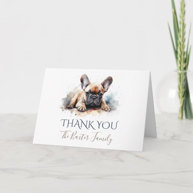 French Bulldog Watercolor Dankeschön Karte (Vorderseite)