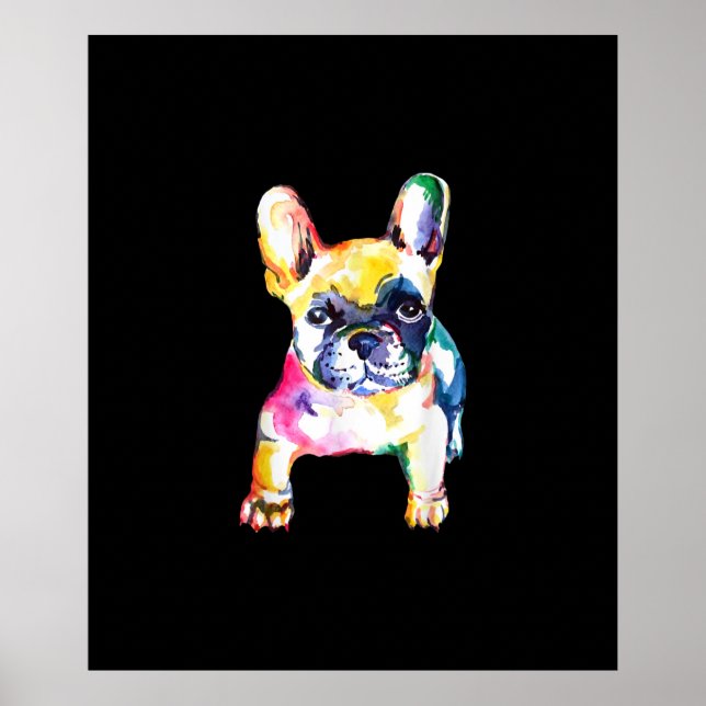 French Bulldog Watercolor Hand Drawing Gift Poster (Vorne)