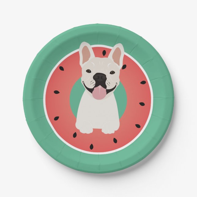 French Bulldog Watermelon Fruit Pappteller (Vorderseite)