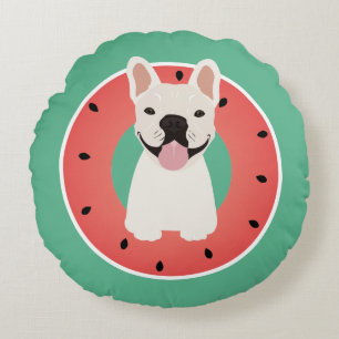 French Bulldog Watermelon Fruit Rundes Kissen