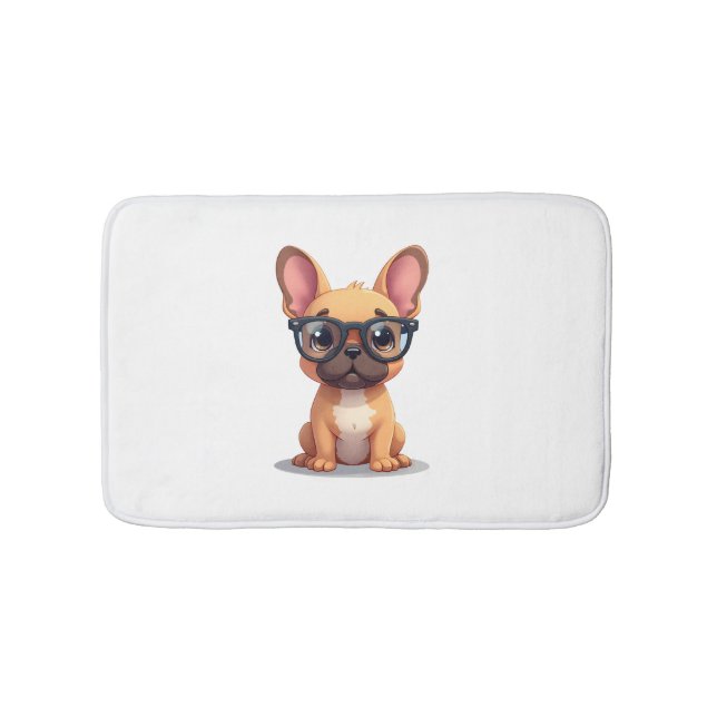 French Bulldog Wearing Glasses Copy Badematte (Vorderseite)