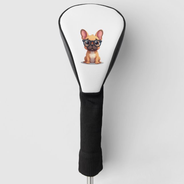 French Bulldog Wearing Glasses Copy Golf Headcover (Vorderseite)