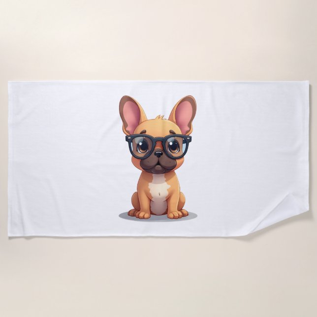 French Bulldog Wearing Glasses Copy Strandtuch (Vorderseite)