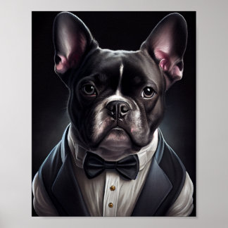 French Bulldog Wearing Tuxedo Poster