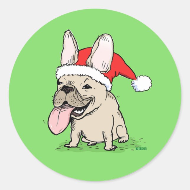 French Bulldog Weihnachtsfeiertag | Funny Dog Xmas Runder Aufkleber (Vorderseite)