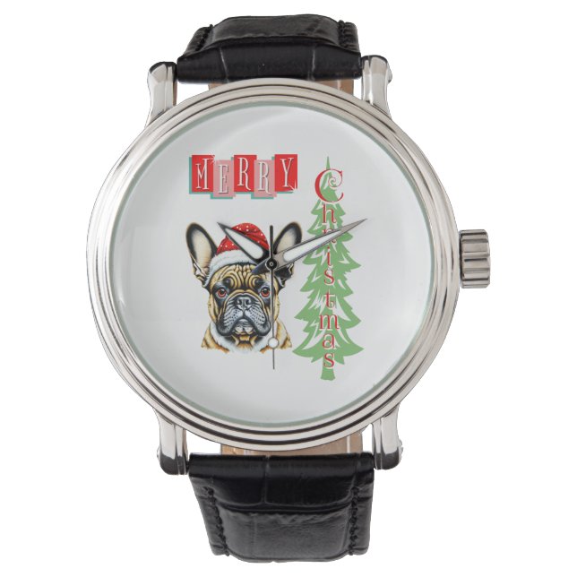 French Bulldog Weihnachtsgeschenk Armbanduhr (Vorderseite)