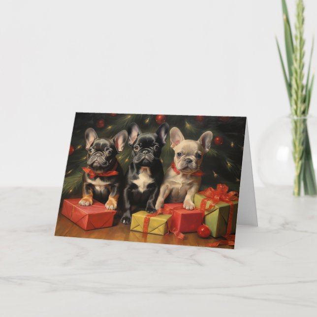 French Bulldog - Weihnachtsgrüße 2 Dankeskarte (Vorderseite)