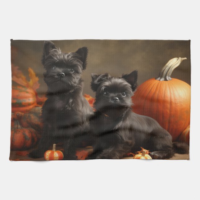 French Bulldog Welpe Autumn Delight Pumpen Geschirrtuch (Horizontal)