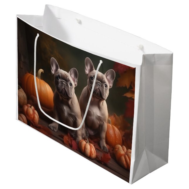French Bulldog Welpe Autumn Delight Pumpen Große Geschenktüte (Vorderseite Schrägansicht)