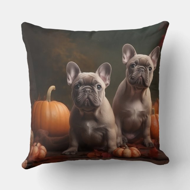 French Bulldog Welpe Autumn Delight Pumpen Kissen (Rückseite)
