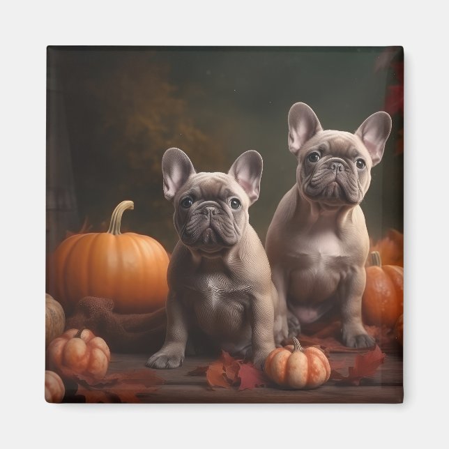French Bulldog Welpe Autumn Delight Pumpen Magnet (Vorne)