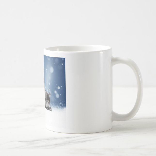 French Bulldog Welppies - Schneefreude-Weihnachtsm Kaffeetasse (Rechts)