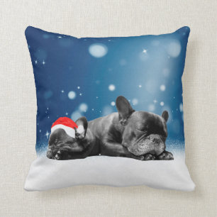 French Bulldog Welppies - Schneefreude-Weihnachtsm Kissen