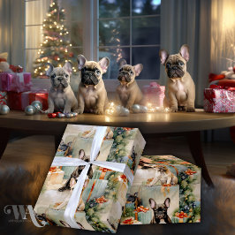 French Bulldog Welppy Wonderland Weihnachten Geschenkpapier