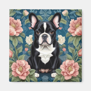 French Bulldog William Morris Inspirierte Floral Magnet