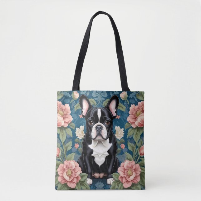French Bulldog William Morris Inspirierte Floral Tasche (Vorderseite)