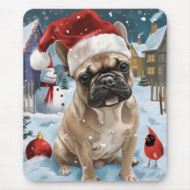 French Bulldog Winter Wonderland Christmas Joy Mousepad (Vorne)