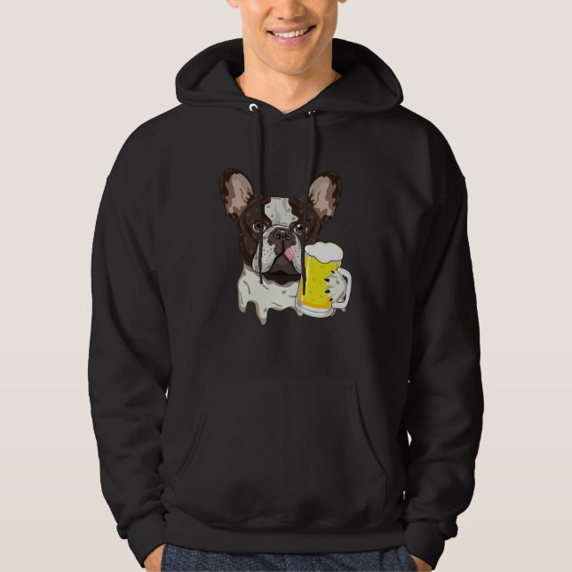 French Bulldog with Beer Hoodie (Vorderseite)