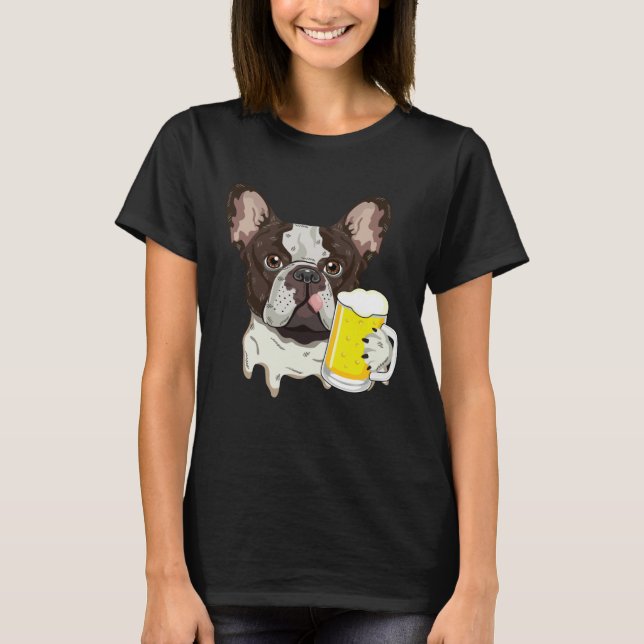 French Bulldog with Beer T-Shirt (Vorderseite)