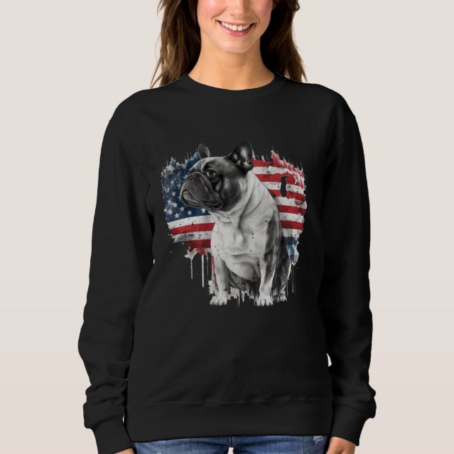French Bulldog with the American Flag  1 Sweatshirt (Vorderseite)