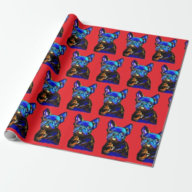 French Bulldog Wrapping Paper Geschenkpapier (Ungerollt)