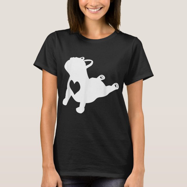 French Bulldog Yoga Liebe Herzstück Frenchie Worko T-Shirt (Vorderseite)