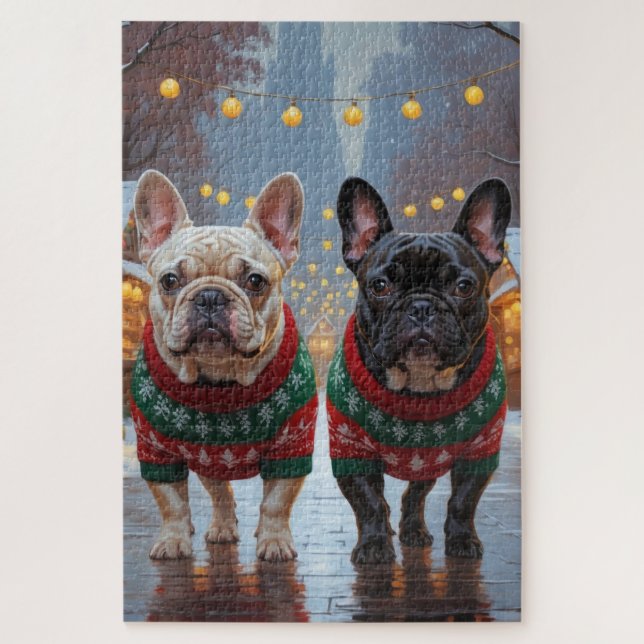 French Bulldogs Christmas Snow Holiday (Vertikal)