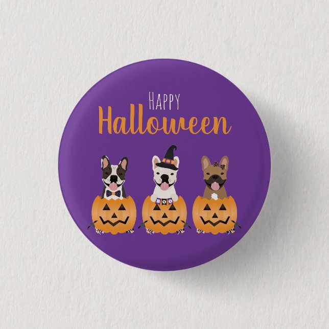 French Bulldogs Happy Halloween Button (Vorderseite)
