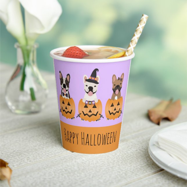French Bulldogs Happy Halloween Pappbecher (In Situ)