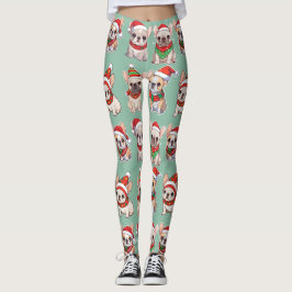 French Bulldogs Pastell Christmas Pattern Leggings
