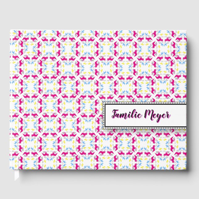 French Bulldogs Pattern Guestbook Gästebuch (Vorderseite)